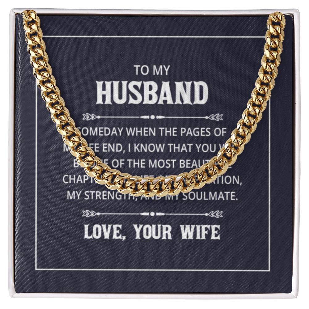 Cuban Link Chain with 'Husband' Message Card