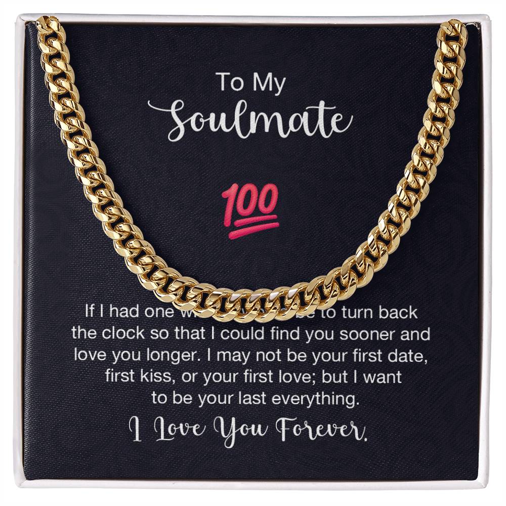 Cuban Link Chain with 'Soulmate 100%' Message Card