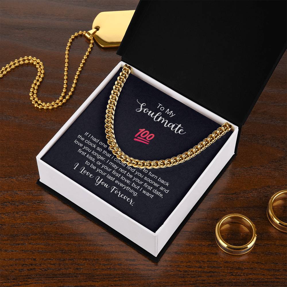 Cuban Link Chain with 'Soulmate 100%' Message Card