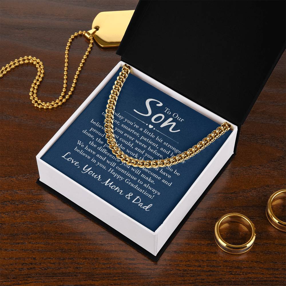 Cuban Link Chain with 'Our Son' Message Card