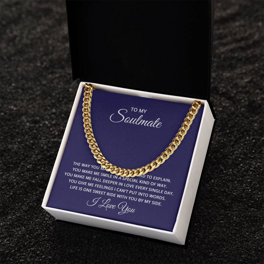 Cuban Link Chain with 'Soulmate' Message Card