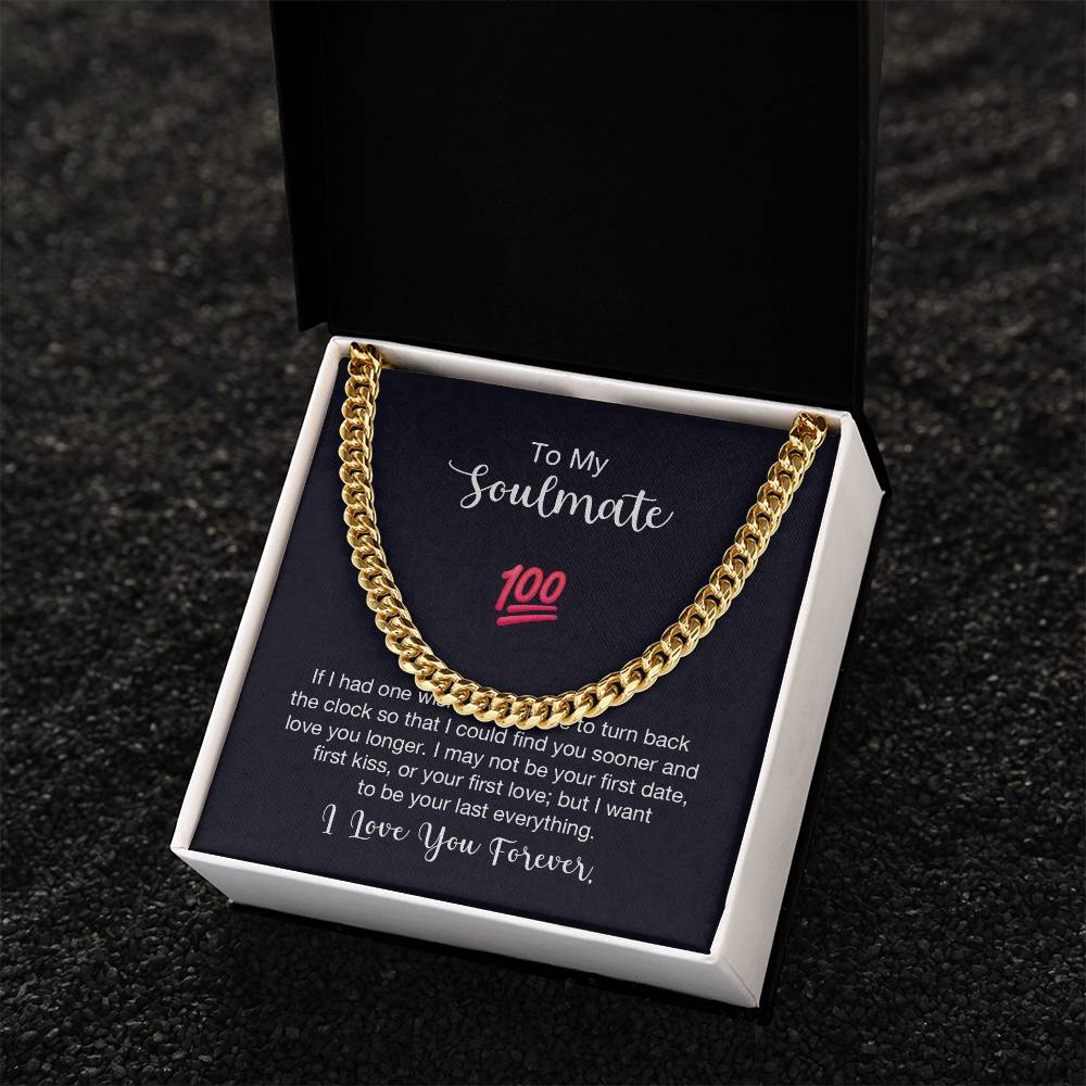 Cuban Link Chain with 'Soulmate 100%' Message Card