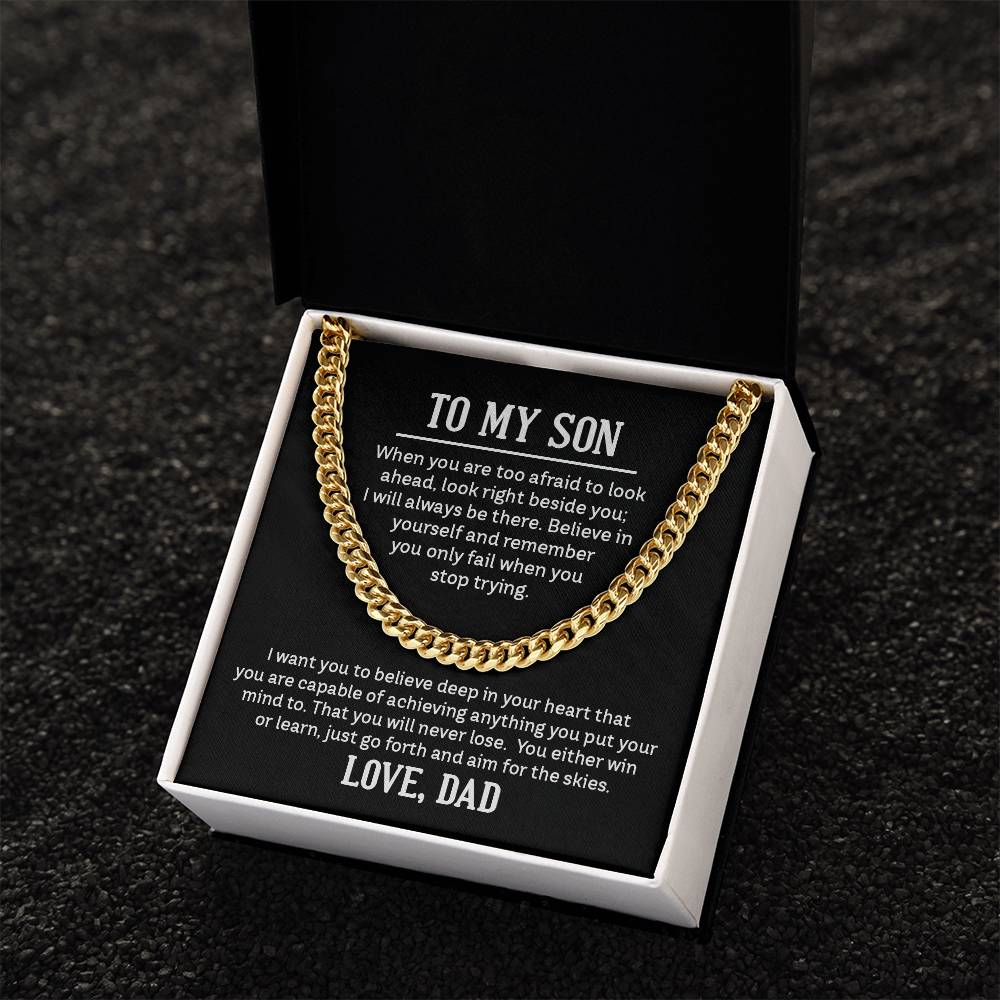 Cuban Link Chain with 'My Son' Message Card