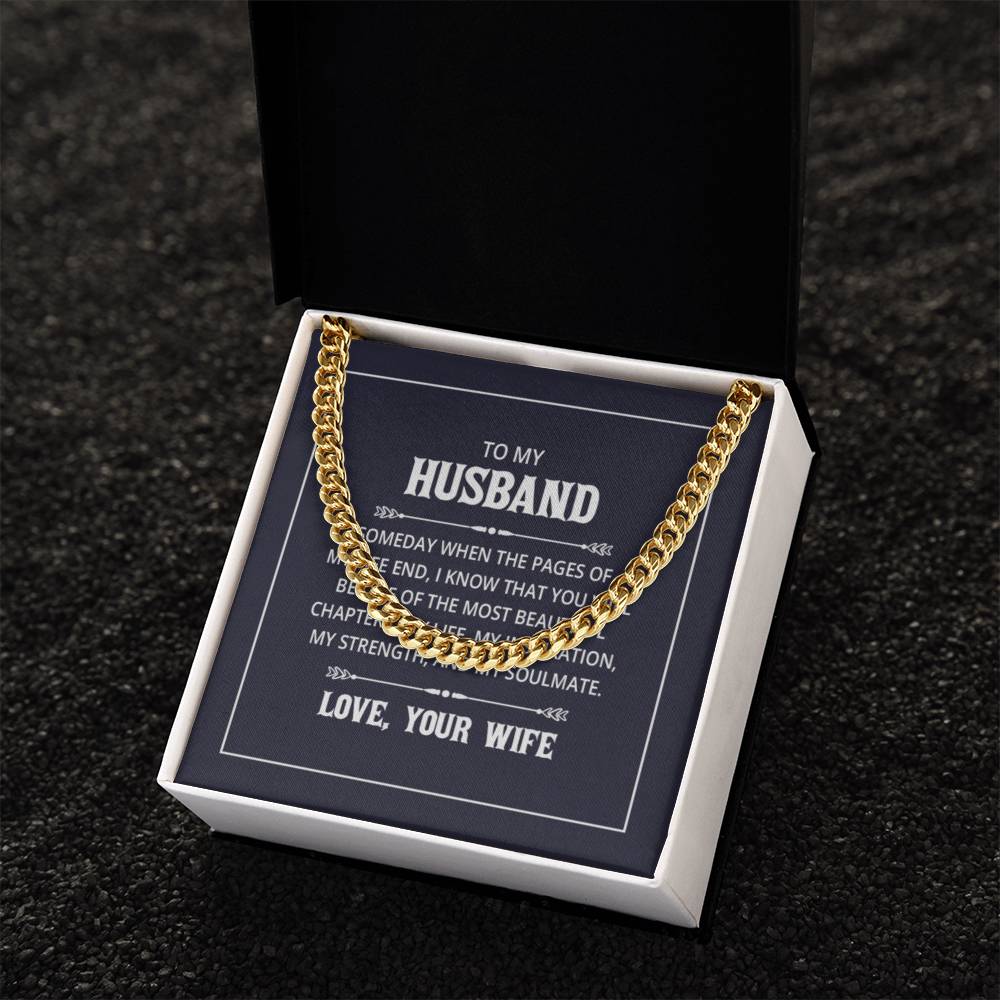 Cuban Link Chain with 'Husband' Message Card