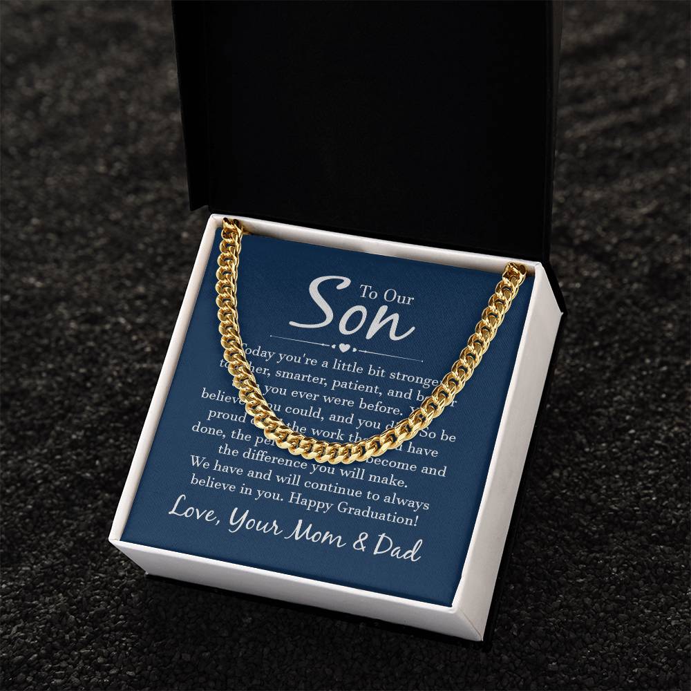 Cuban Link Chain with 'Our Son' Message Card