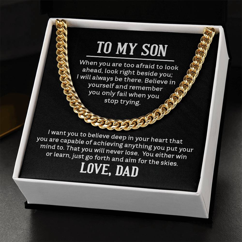 Cuban Link Chain with 'My Son' Message Card