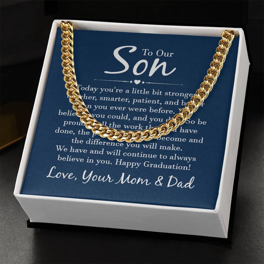 Cuban Link Chain with 'Our Son' Message Card