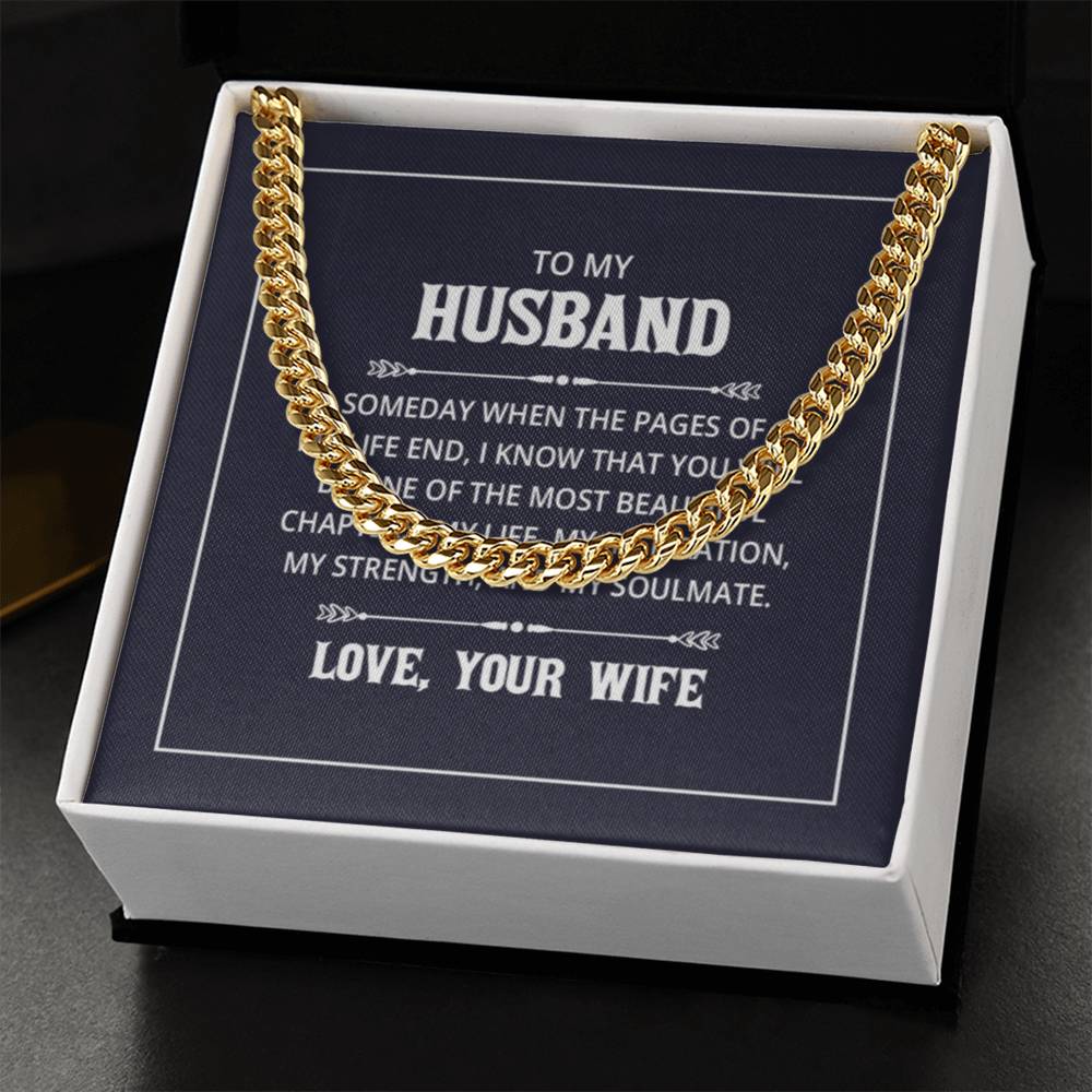 Cuban Link Chain with 'Husband' Message Card