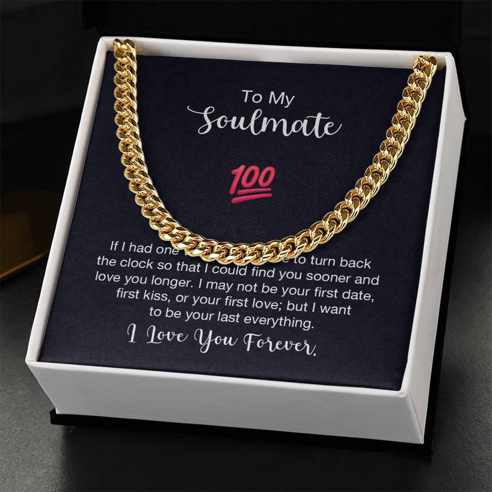 Cuban Link Chain with 'Soulmate 100%' Message Card