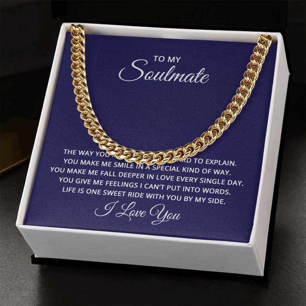 Cuban Link Chain with 'Soulmate' Message Card