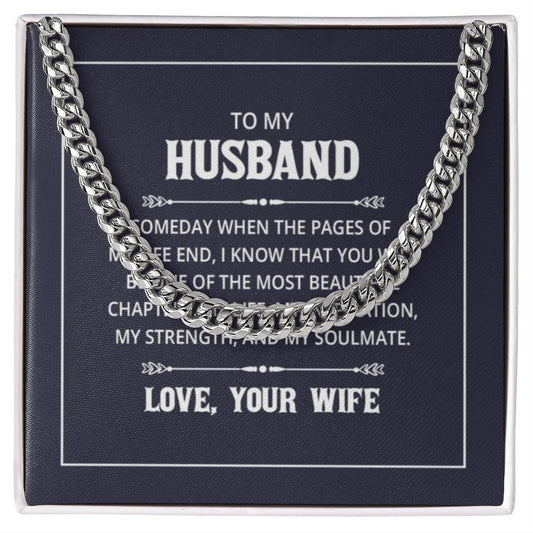 Cuban Link Chain with 'Husband' Message Card