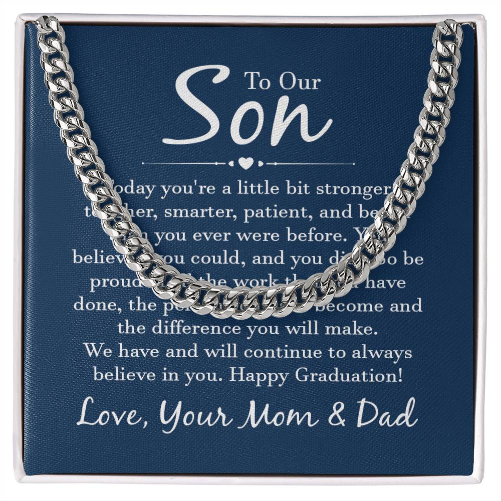 Cuban Link Chain with 'Our Son' Message Card