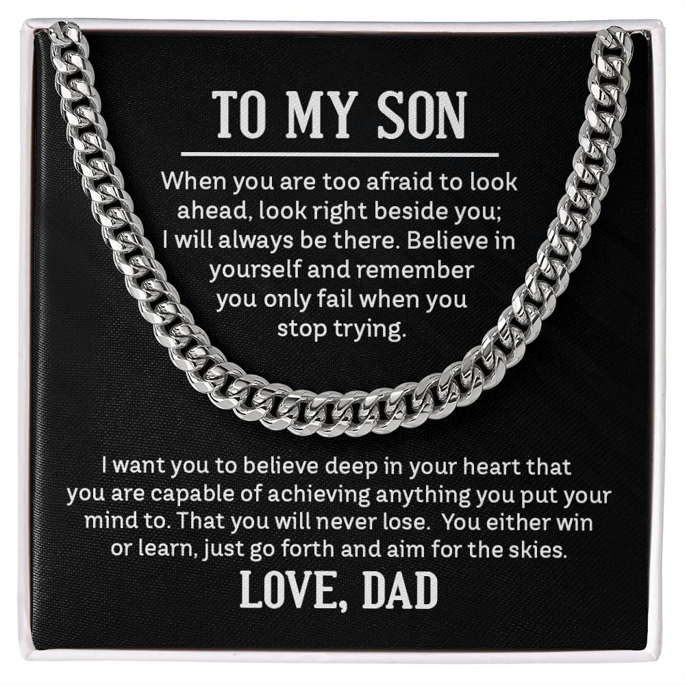 Cuban Link Chain with 'My Son' Message Card