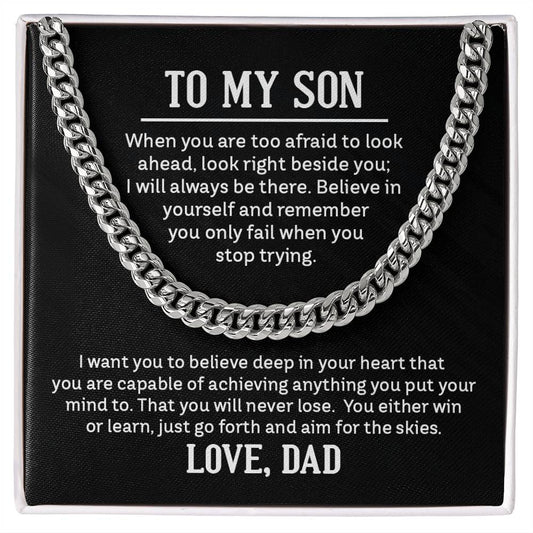 Cuban Link Chain with 'My Son' Message Card