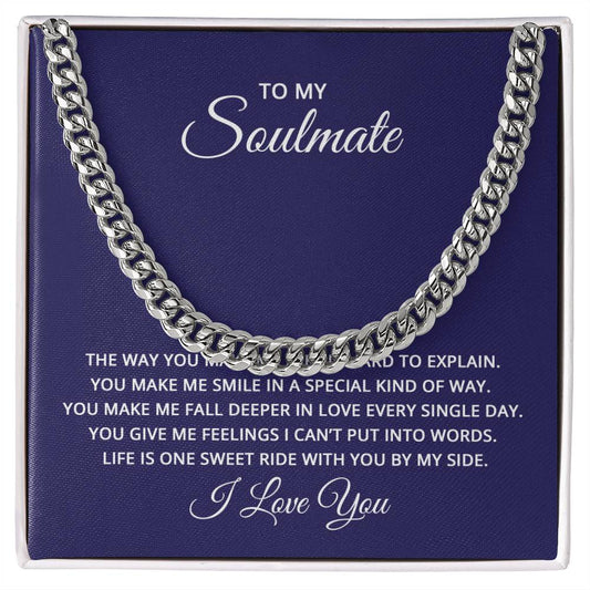 Cuban Link Chain with 'Soulmate' Message Card