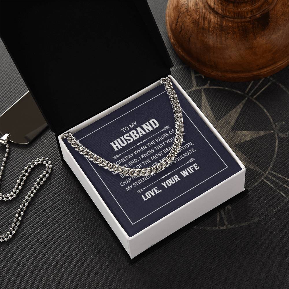 Cuban Link Chain with 'Husband' Message Card