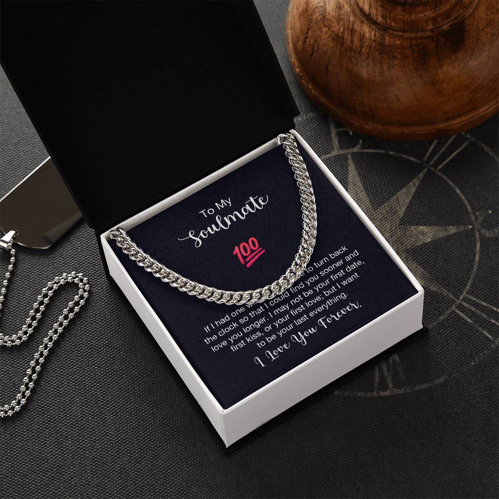 Cuban Link Chain with 'Soulmate 100%' Message Card