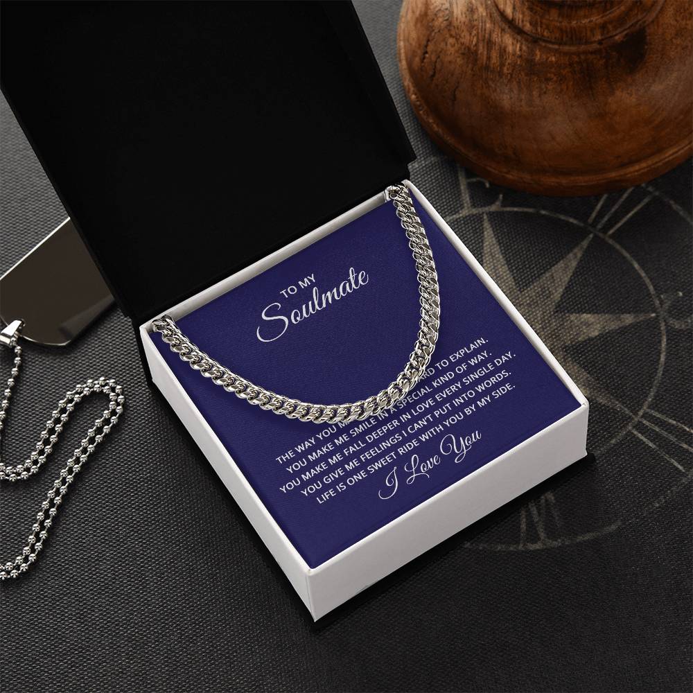 Cuban Link Chain with 'Soulmate' Message Card