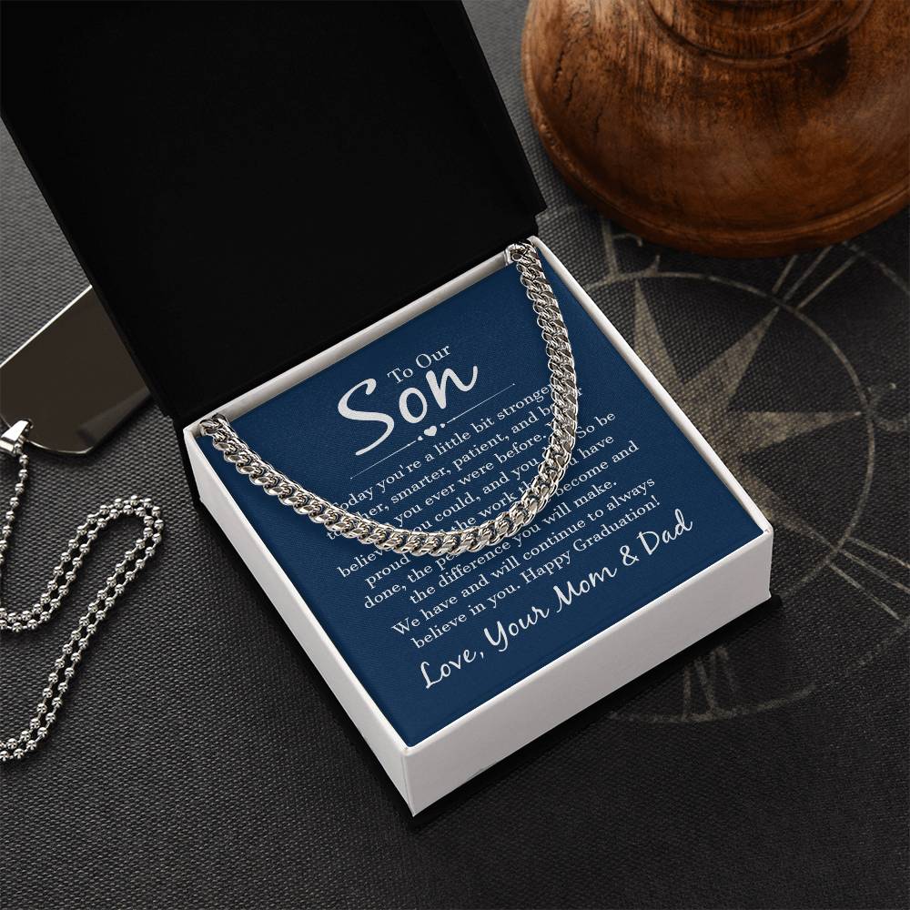 Cuban Link Chain with 'Our Son' Message Card