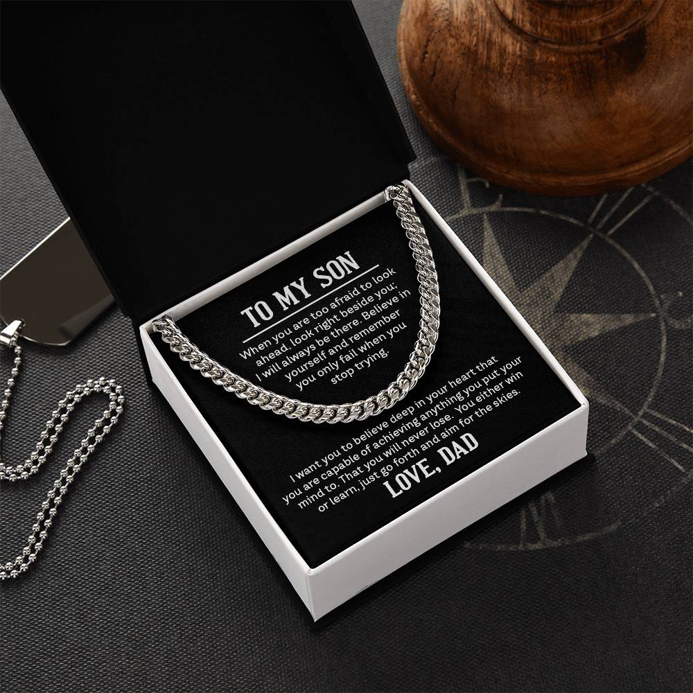 Cuban Link Chain with 'My Son' Message Card