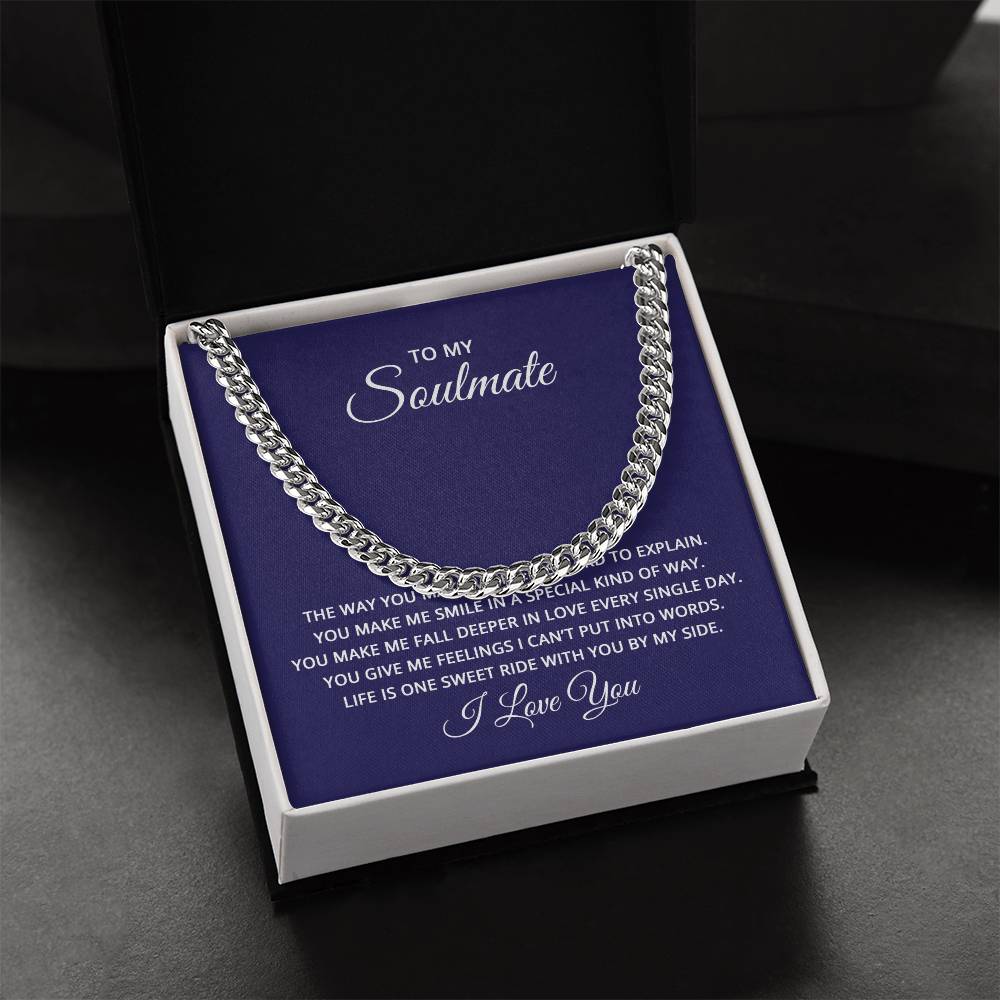 Cuban Link Chain with 'Soulmate' Message Card