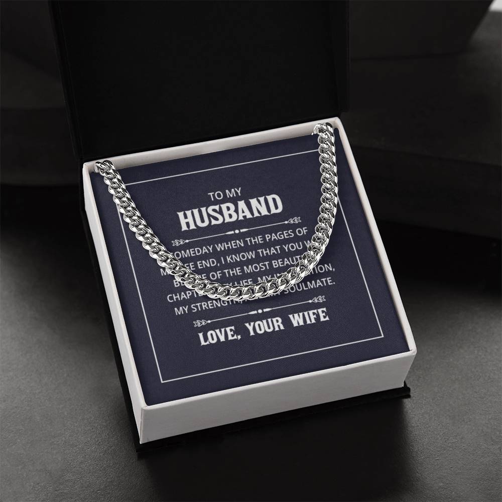 Cuban Link Chain with 'Husband' Message Card