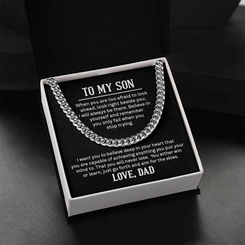 Cuban Link Chain with 'My Son' Message Card