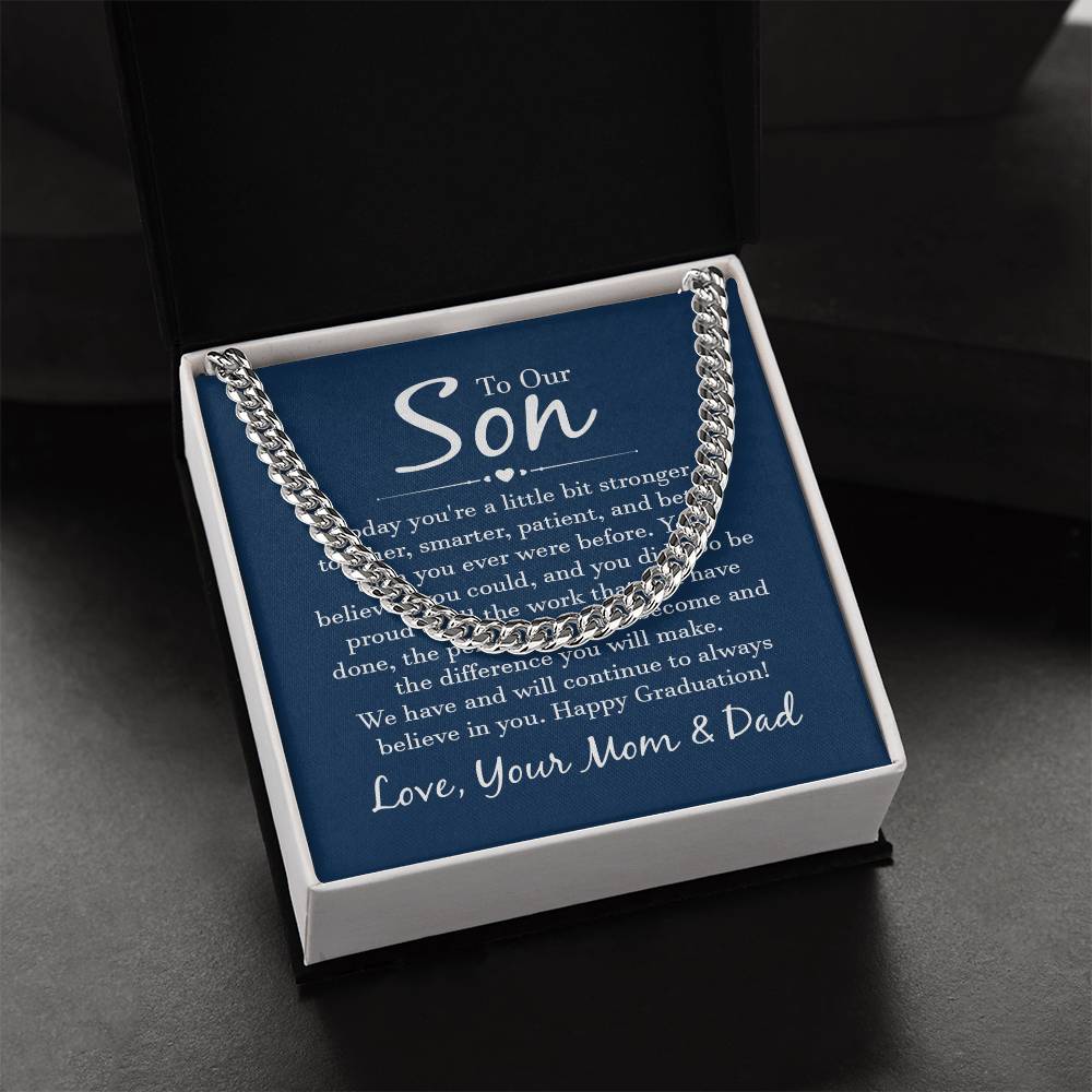 Cuban Link Chain with 'Our Son' Message Card