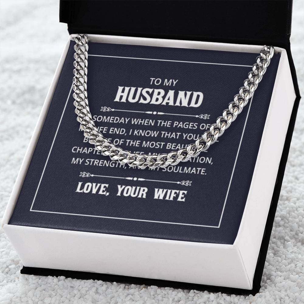 Cuban Link Chain with 'Husband' Message Card