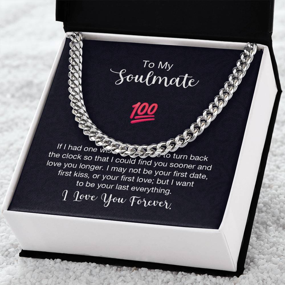 Cuban Link Chain with 'Soulmate 100%' Message Card