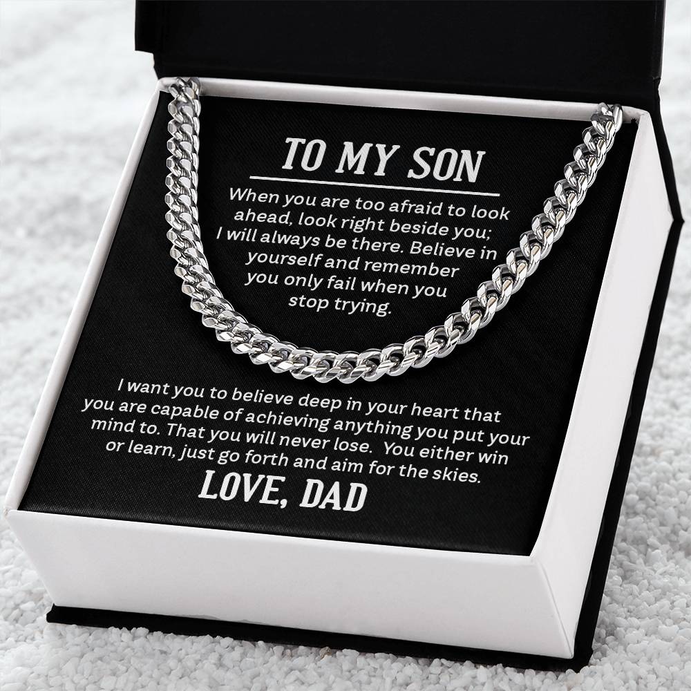 Cuban Link Chain with 'My Son' Message Card