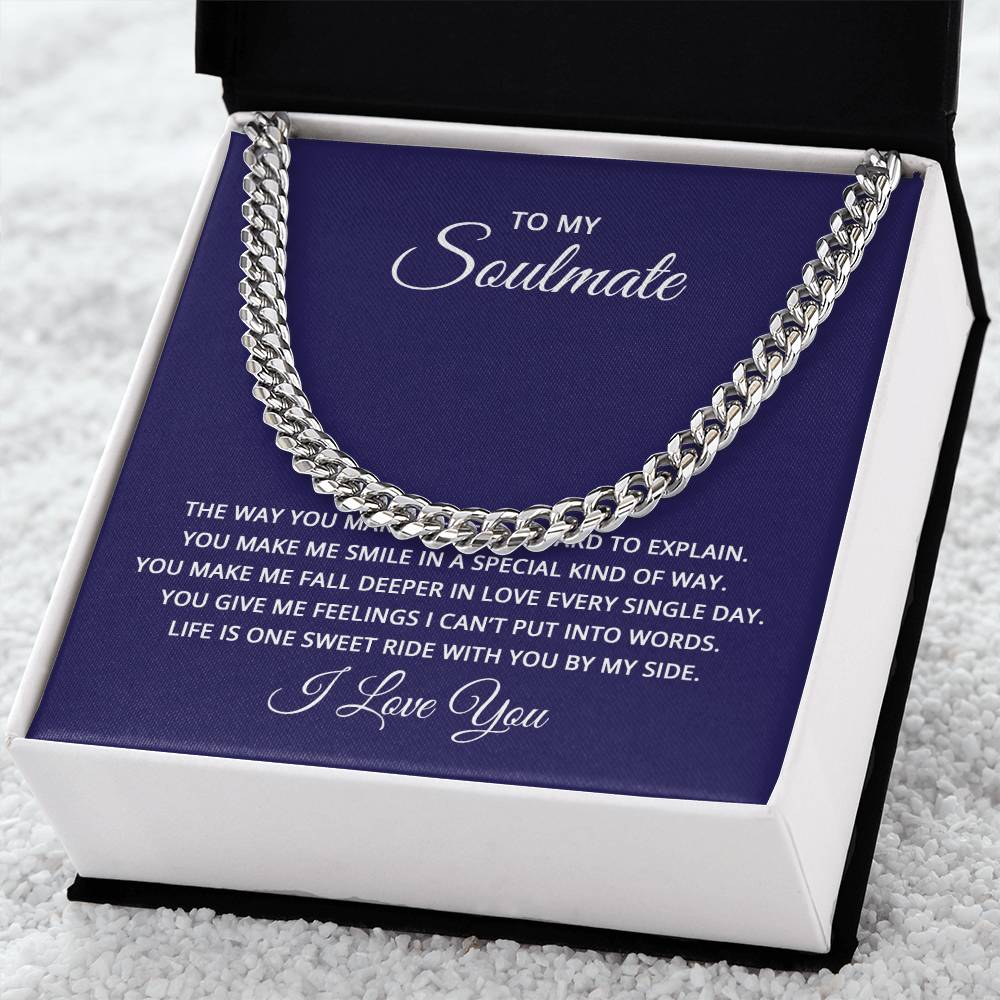 Cuban Link Chain with 'Soulmate' Message Card