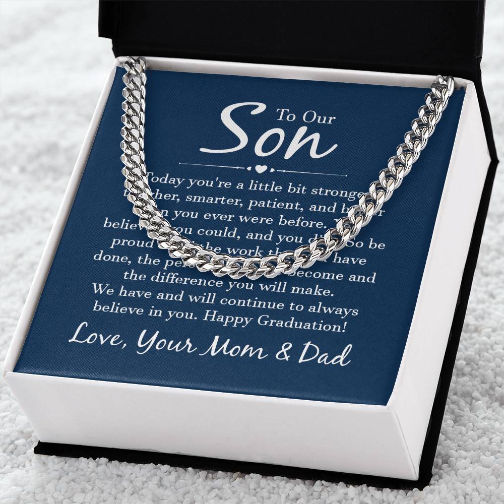 Cuban Link Chain with 'Our Son' Message Card