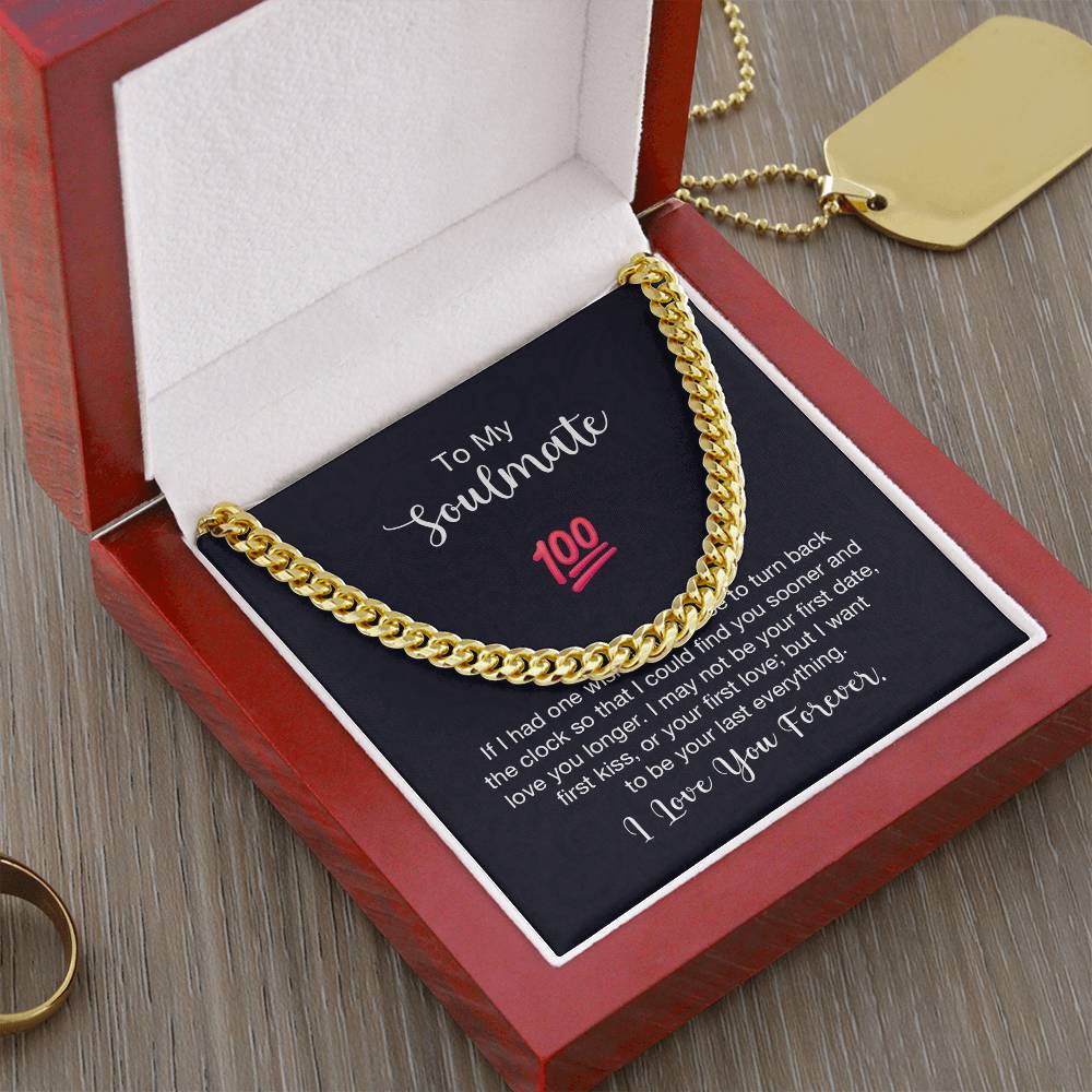 Cuban Link Chain with 'Soulmate 100%' Message Card