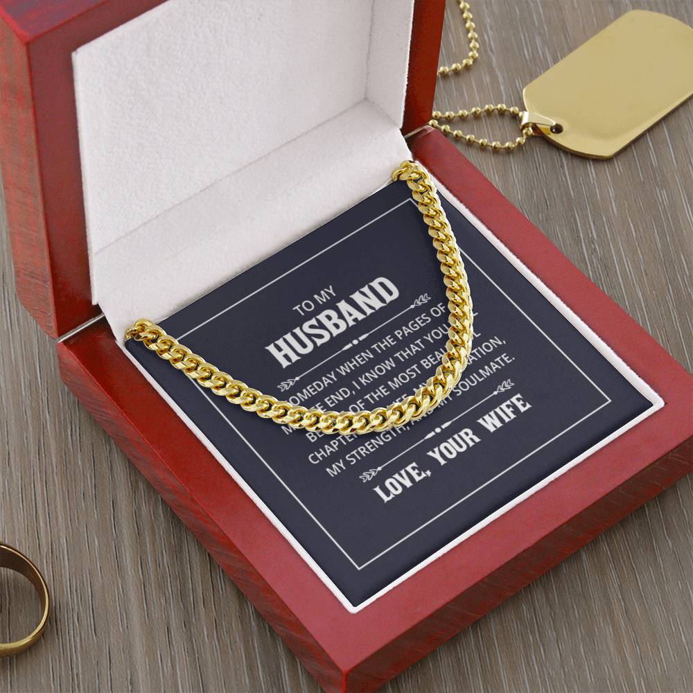 Cuban Link Chain with 'Husband' Message Card