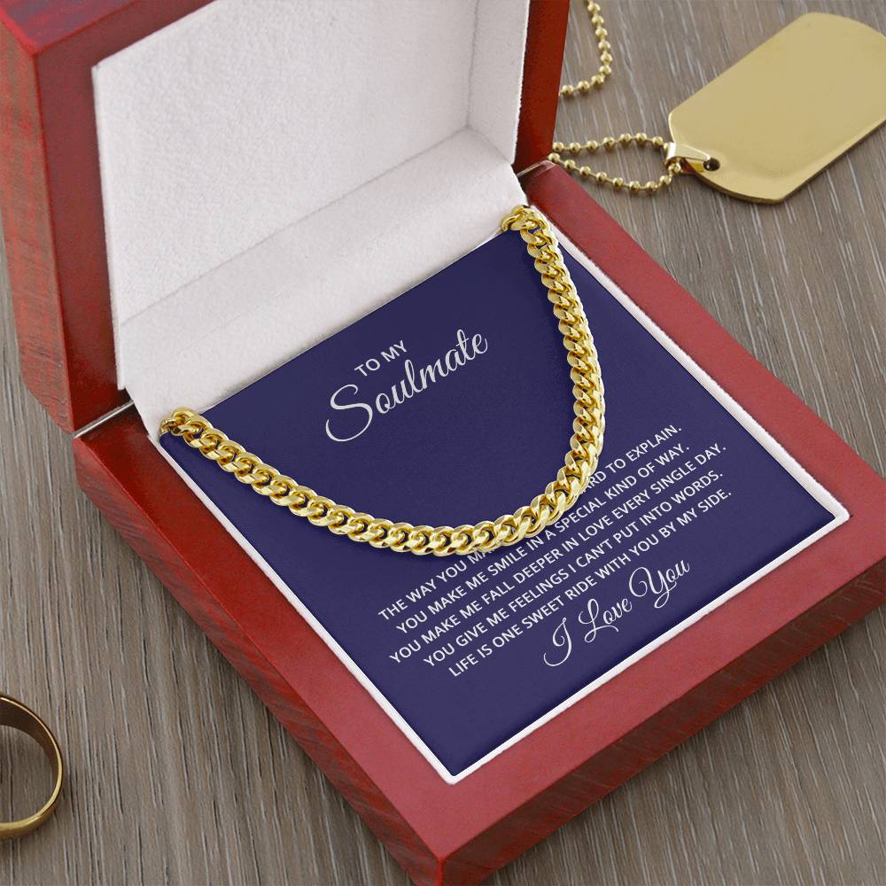 Cuban Link Chain with 'Soulmate' Message Card