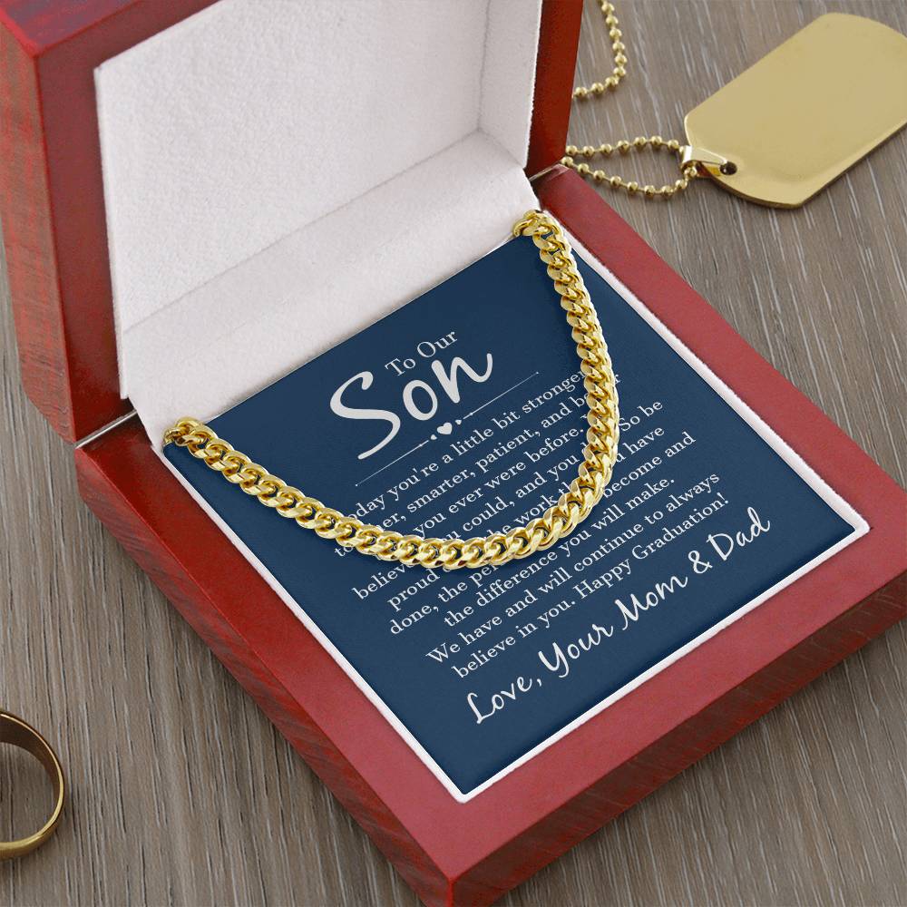 Cuban Link Chain with 'Our Son' Message Card