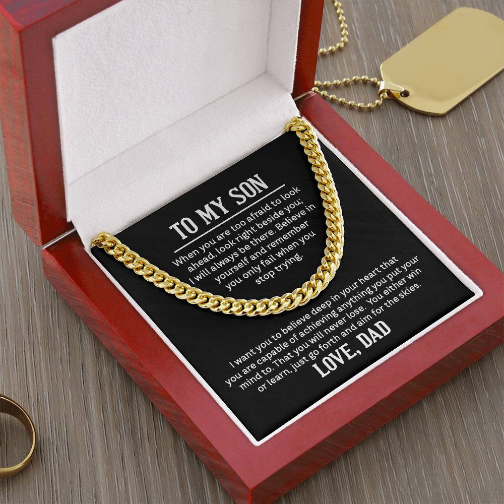 Cuban Link Chain with 'My Son' Message Card