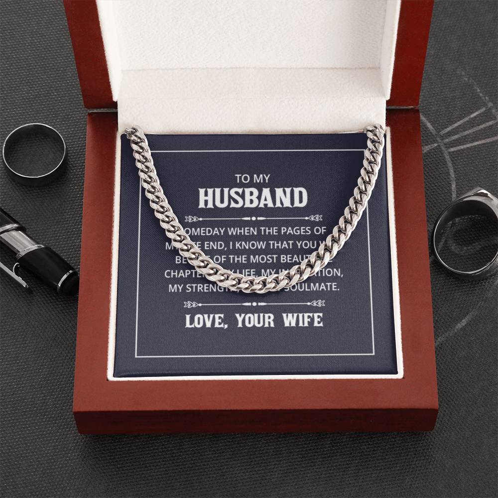 Cuban Link Chain with 'Husband' Message Card