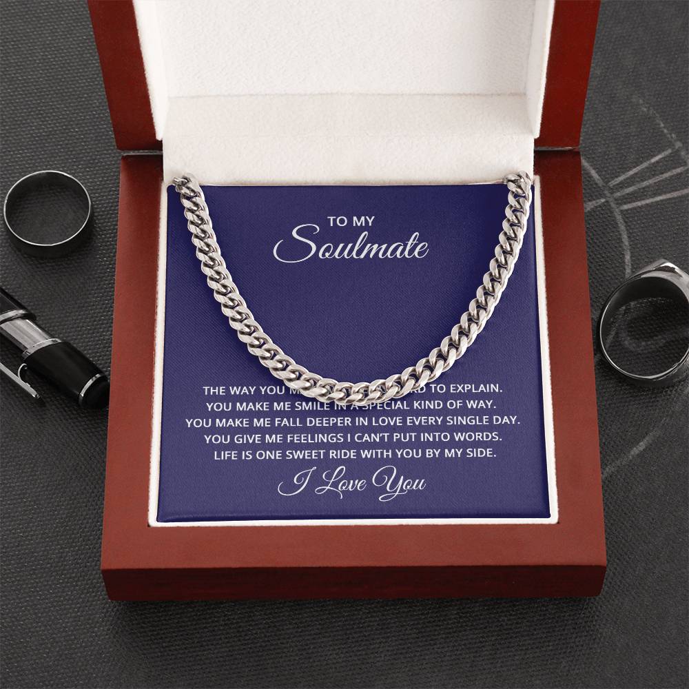 Cuban Link Chain with 'Soulmate' Message Card