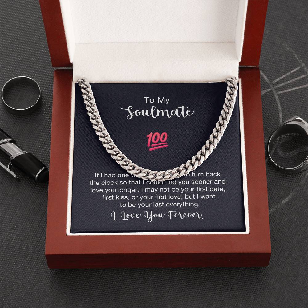 Cuban Link Chain with 'Soulmate 100%' Message Card