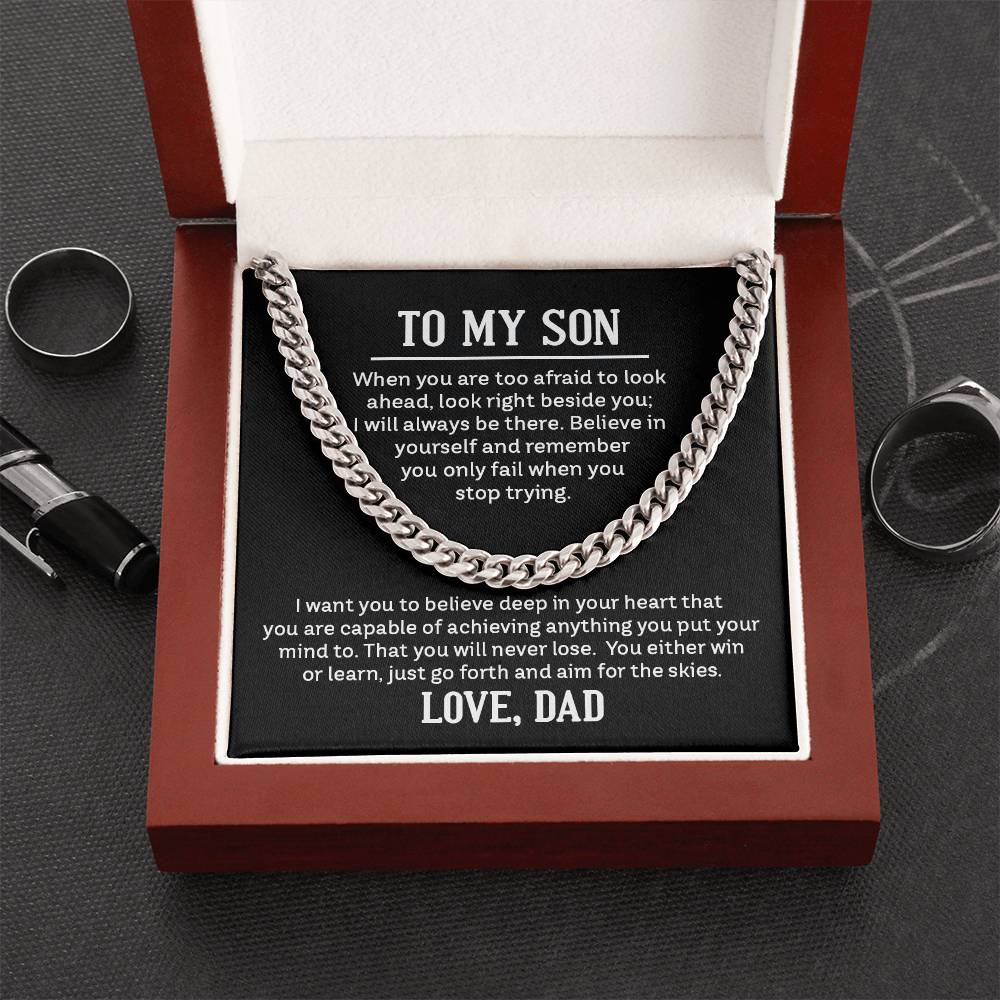 Cuban Link Chain with 'My Son' Message Card