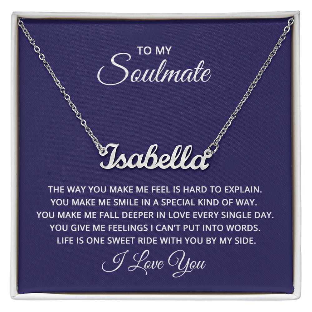 Custom Name Necklace with 'Soulmate' Message Card