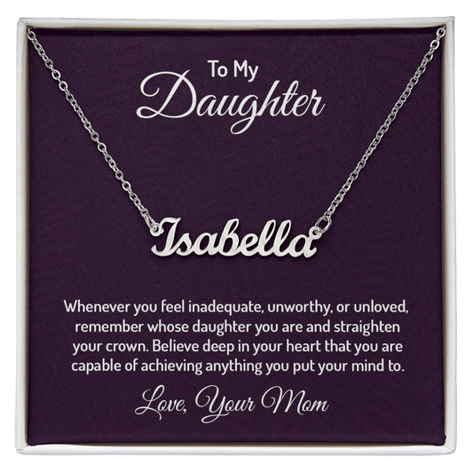 Custom Name Necklace with 'Daughter' Message Card