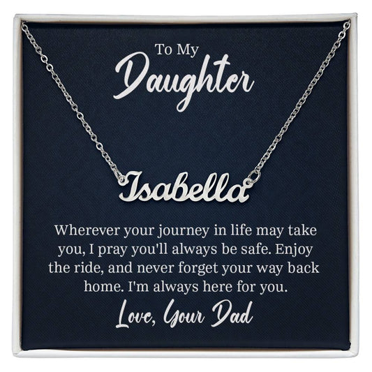 Custom Name Necklace with 'Daughter' Message Card