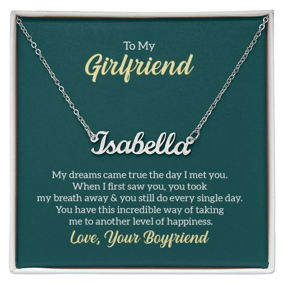 Custom Name Necklace with 'Girlfriend' Message Card