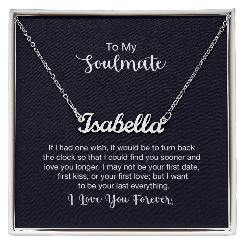 Custom Name Necklace with ' Soulmate' Message Card