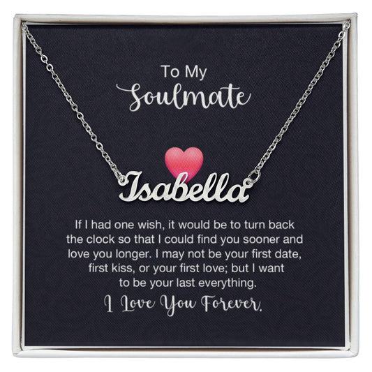 Custom Name Necklace with 'Soulmate+Heart' Message Card