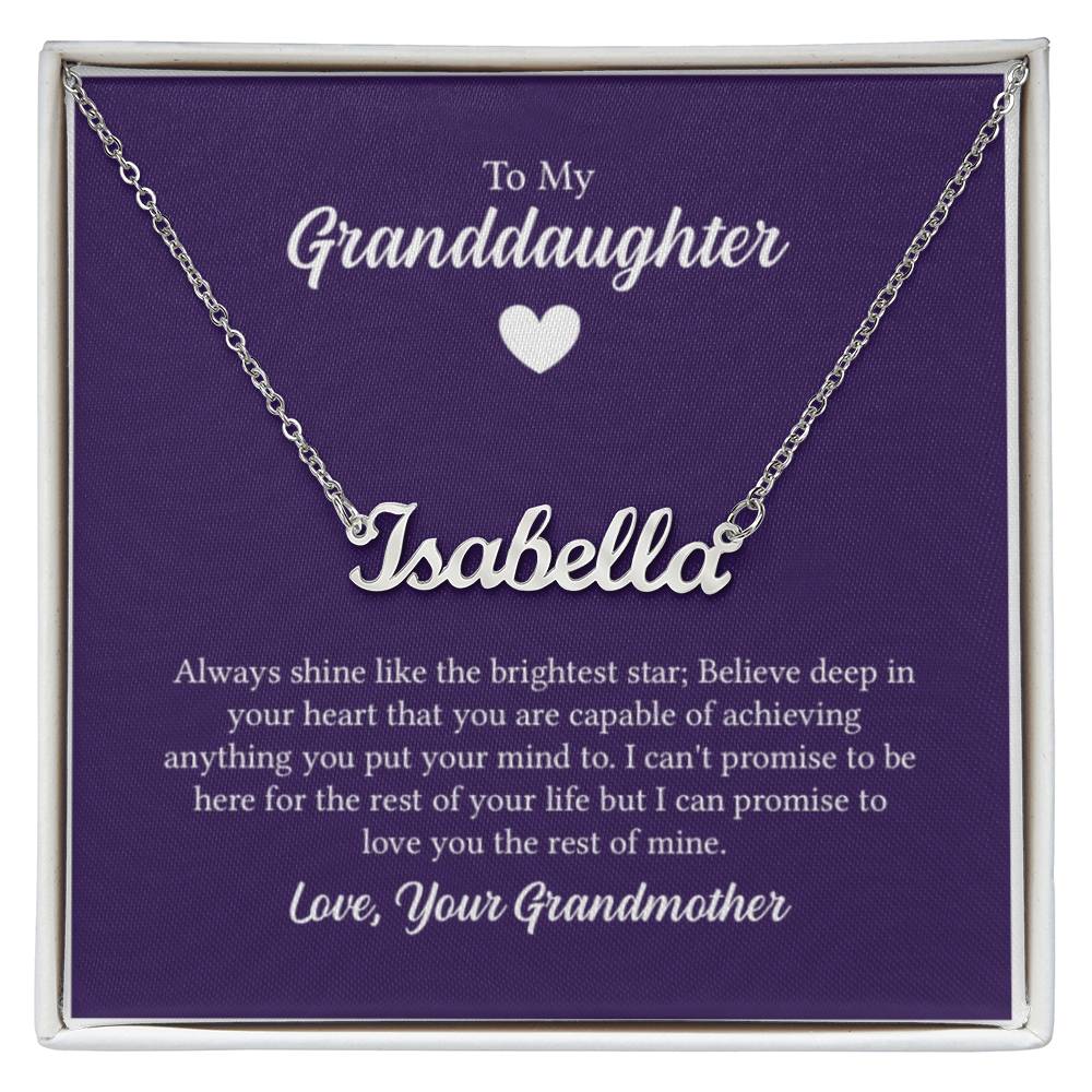 Custom Name Necklace with 'Granddaughter' Message Card