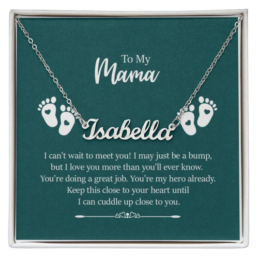 Custom Name Necklace with 'My Mama' Message Card